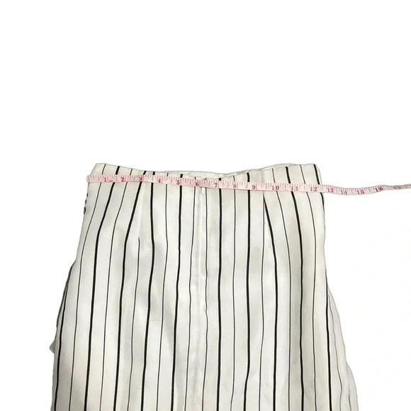 Striped Ruffled Midi Waterfall Skirt. White with black stripes. XS - Picture 9 of 9